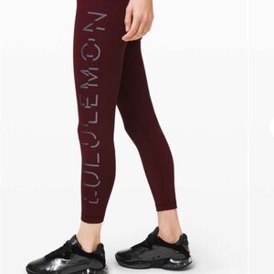 Lululemon Wunder under, high rise, 25’, new year lunar maroon